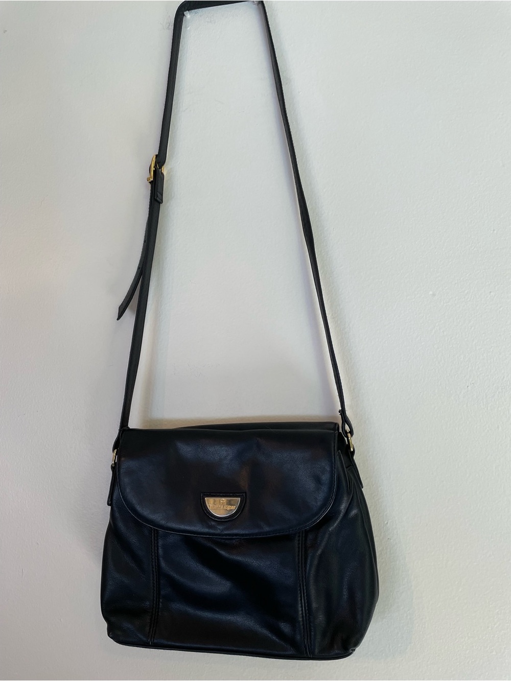 Etienne Aigner Black Genuine Leather Flap Crossbody Shoulder Bag Purse